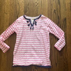 Pottery Barn Kids Lightweight Striped Navy Tassel Girl's Swim Tunic Coverup 8-10